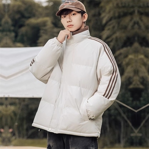 潮牌棉服男士冬季立领防风外套美式三条杠面包服情侣棉衣图片