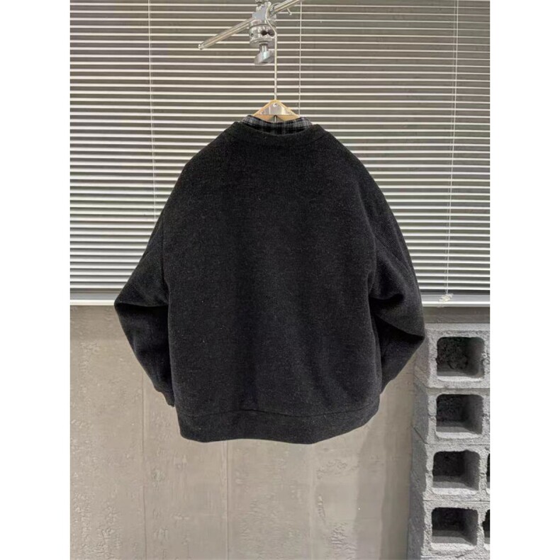 (网图)格纹拼接假两件轻薄羽绒服潮流韩版针织毛呢313B-7775-P240,男装羽绒服,星座313B