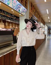 2021秋冬新款气质翻领衬衣，其它，米娜·丹怡