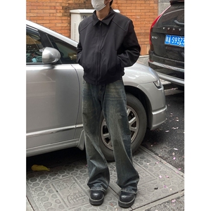 夏款男牛仔裤竹节纹渐变色微喇叭直筒宽松长裤NK1111 P50图片