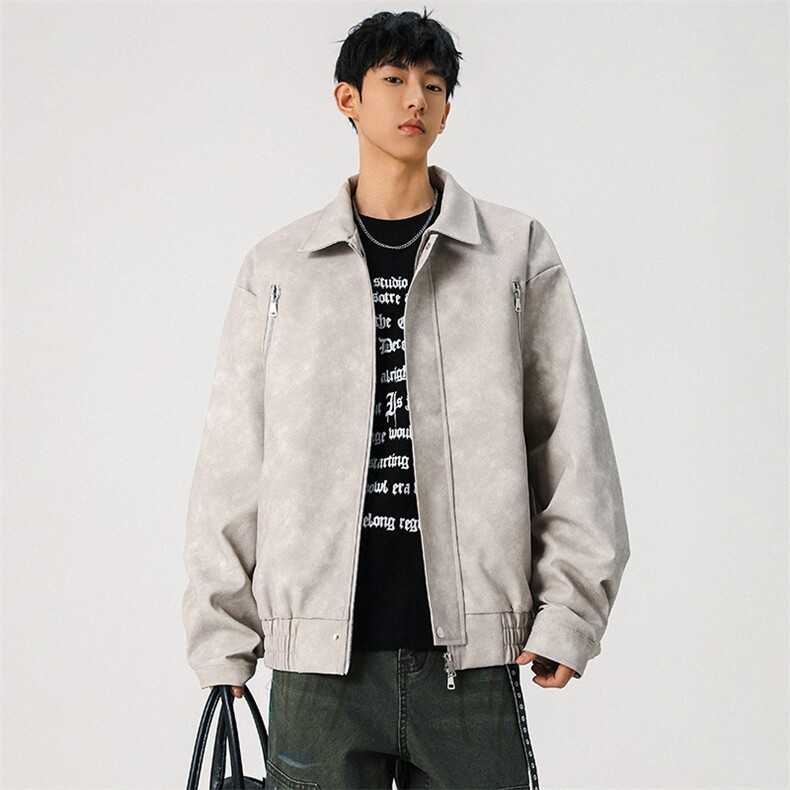 秋装美式高街男拉链皮衣外套复古休闲外套xz405-jk6803-P108控148,男装皮衣,星座405