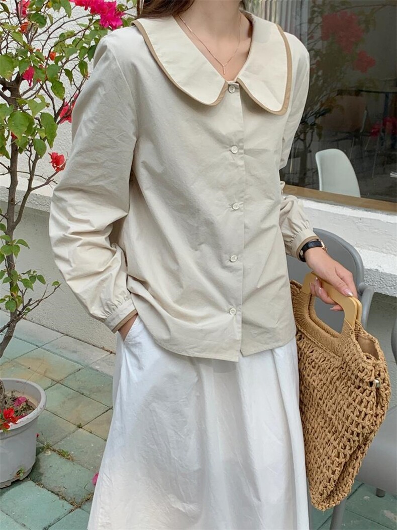 现货娃娃领韩系布小衫，其它，汐美