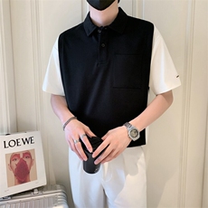 2025夏季新款社会小伙假两件polo衫男短袖T恤TX04P68控98，男装Polo衫，电商B276A