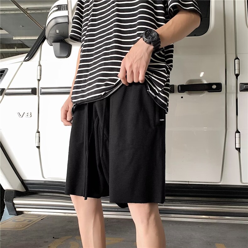 夏款男短裤大口袋刀割宽松五分裤长腰带D634P25,男装牛仔裤,星座1013-1