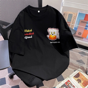 万针全刺绣工艺抖音得物高品质260克重磅纯棉双纱美式高街短袖T恤图片