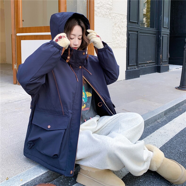 【时尚百搭】韩版连帽时尚口袋夹棉派克外套2D148-A351-P245-K355,女装棉衣/棉服,2D148