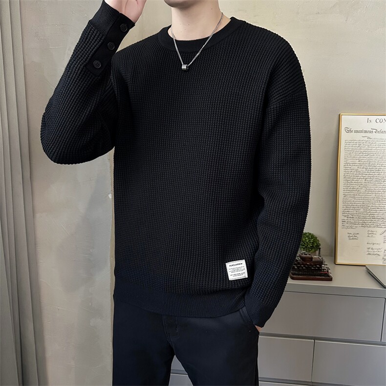M-2XL B353 MY909 P80 黑店主风宽松秋冬男士潮版针织衫套头毛体图片