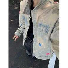美式街头复古法系同款提花3D立体钢印老花毛巾绣牛仔外套，男装夹克，星座506A