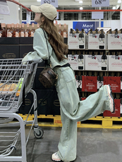 （新款现货）2026春装时尚休闲宽松牛仔外套阔腿裤套装（两件套），女装套装/套裙，印象茜