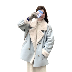 新款 蓝色皮毛一体加厚外套 7682-P235-K328图片