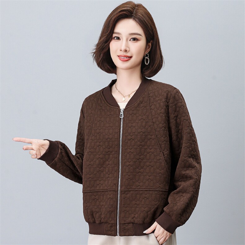 棒球服外套女2026新款春秋短款拉链式开衫小个子中年妈妈春装上衣,女装短外套,独衣靓