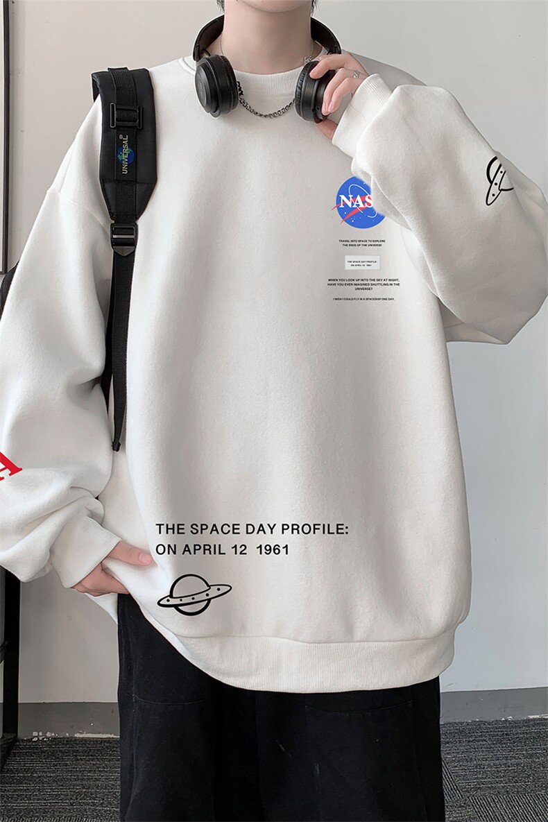 NASA圆领卫衣男大码加厚加绒长袖t恤男S6243-P28加绒款-P33,男装卫衣,电商A040