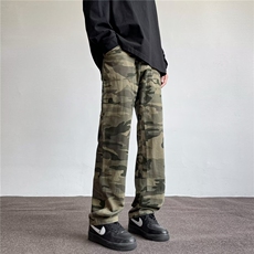 美式复古高街迷彩工装裤男欧美街头潮牌潮流休闲直筒裤Q122-P48，男装工装外套，星座1109-3