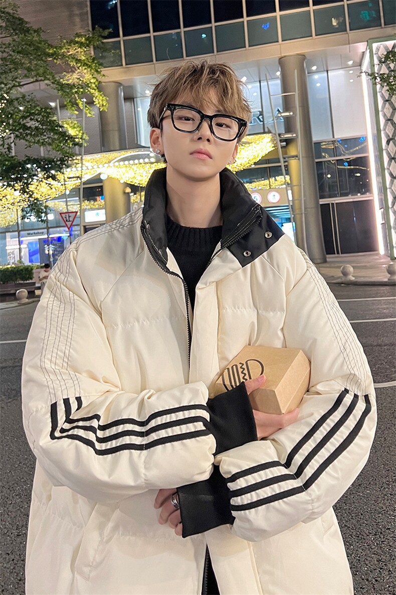 8XL-M三道杠韩系拼接立领加厚棉服三条杠棉衣面包服外套MY1706P98,男装棉衣,电商D206-1