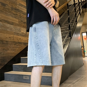 美式复古直筒水洗牛仔短裤男女宽松时尚百搭休闲裤DK8481-特价P32图片