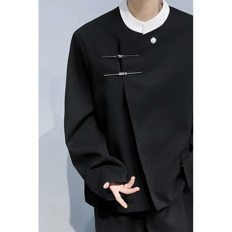 新中式风立领西装垫肩男女外套小众金属扣休闲上衣西服K96/P65,男装西服套装,星座506
