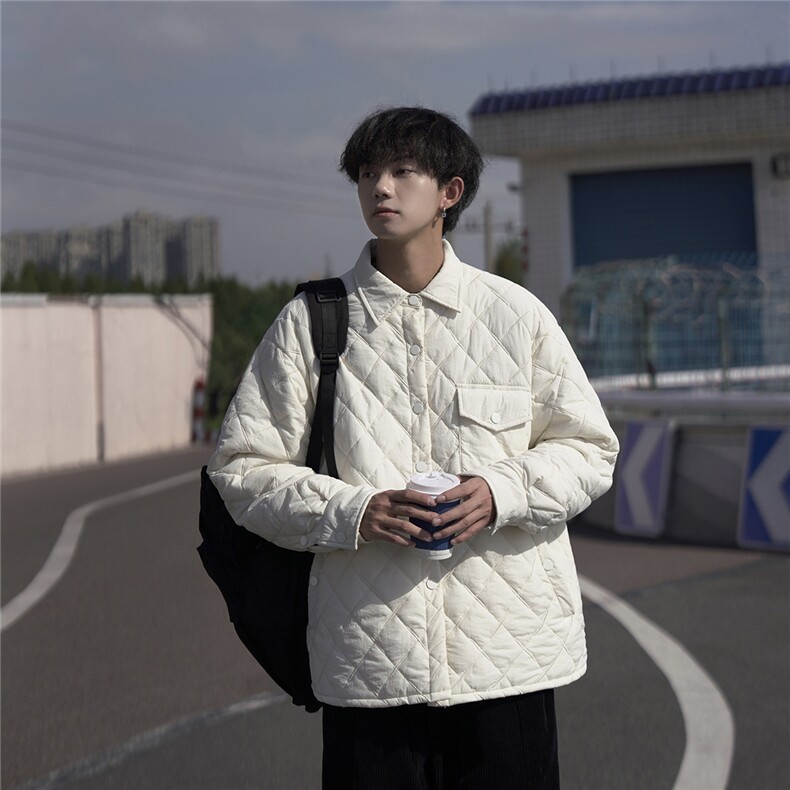 衬衫版型棉衣轻薄宽松格子设计感翻领棉服A170-M822-TP30,男装衬衫,电商A170
