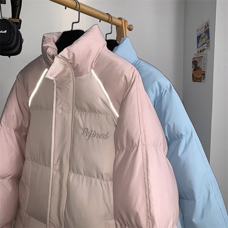 EQ356冬季拼接撞色棉服外套男女情侣装面包服棉衣2024新款,男装棉衣,电商C306-1