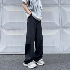 夏季美式高街镰刀牛仔裤褶皱弧形男女阔腿裤潮牌宽松长裤N770-P60，男装牛仔裤，星座308B-2