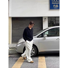 华夫格亨利领长袖T恤男款秋季痞帅高级感美式卫衣休闲宽松打底衫，男装针织衫/毛衣，星座410-7