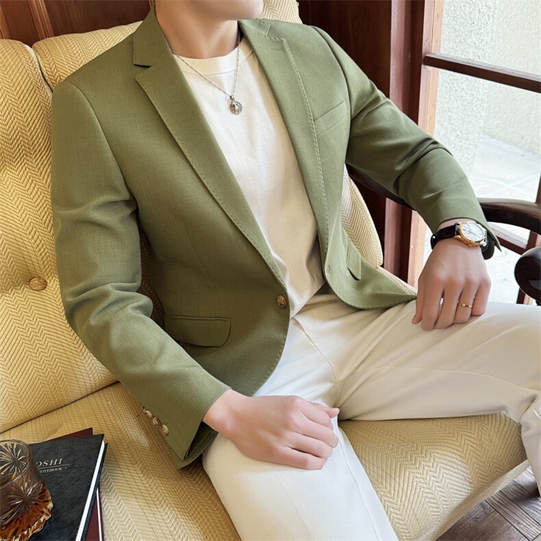 26做货-半里布男士休闲西装修身韩版西服外套上衣DX6942P175,男装西服套装,电商D216