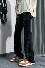 B221美式ins高街小众个性款喷墨小脚牛仔裤LK22084-P70控98，男装牛仔裤，电商B221