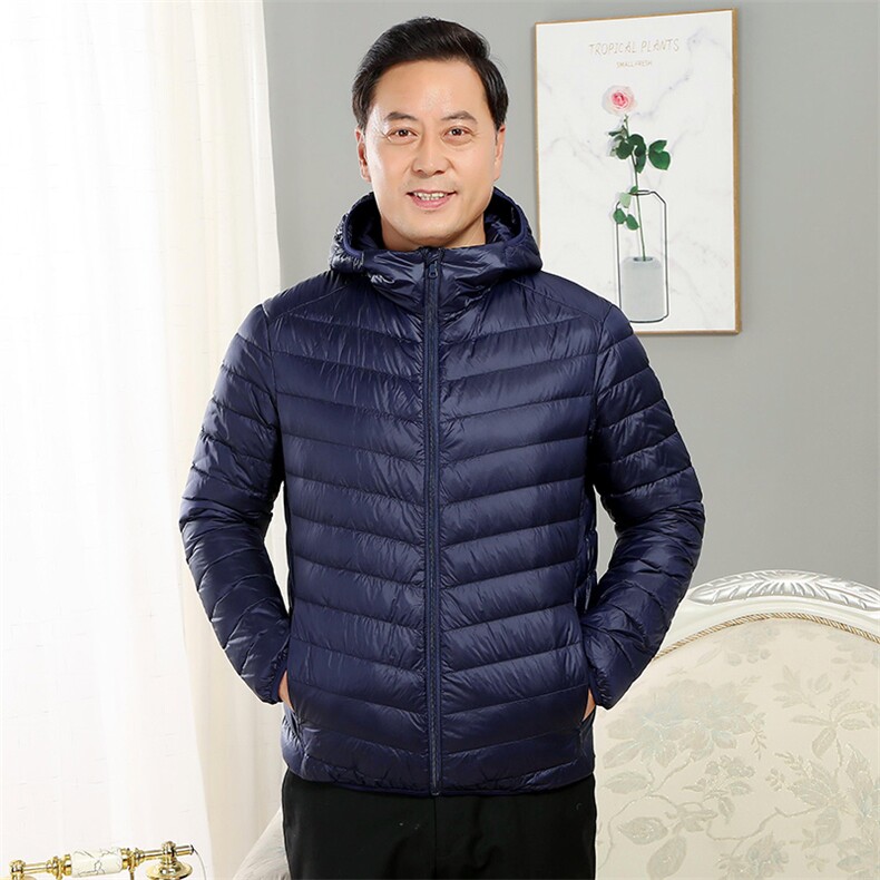 男士中老年90绒轻薄连帽羽绒服外套男款秋冬休闲羽绒轻便外套,男装羽绒服,钱塘723