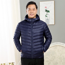 男士中老年90绒轻薄连帽羽绒服外套男款秋冬休闲羽绒轻便外套，男装羽绒服，钱塘723
