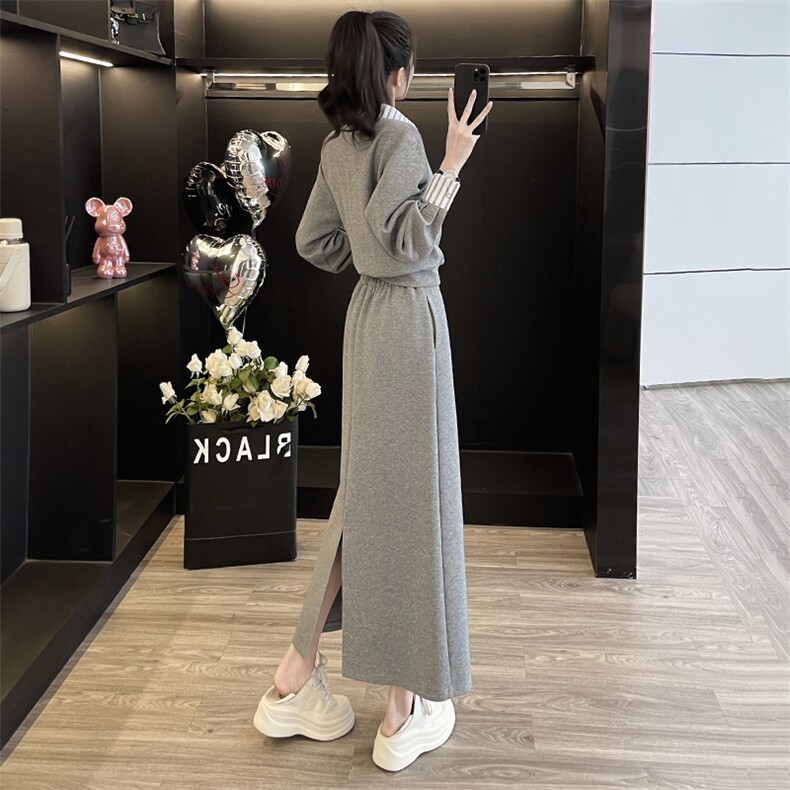 法式复古森系上衣时尚直筒半身裙套装,女装套装/套裙,江南