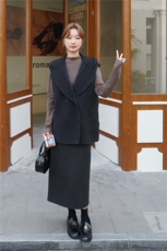 现货主推新款双面羊毛慵懒风连帽羊毛马甲背心，女装毛呢外套，丝露怡语