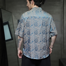 新中式立领风潮T恤短袖民族上衣刺绣汉服时尚唐装T2402-P58，男装T恤，电商A227