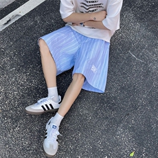 高品质夏款男短裤条纹字母刺绣直筒宽松五分裤D021P28，男装牛仔裤，星座1013-1