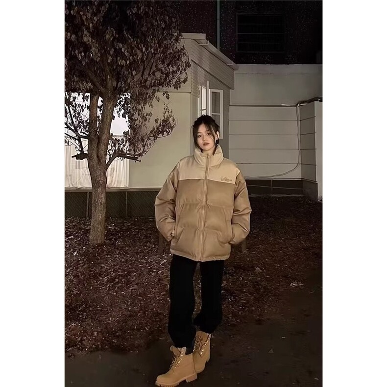 冬季美式复古PU皮棉衣拼色立领面包棉服外套男女,男装棉衣,星座410-6（原星座1304-1）