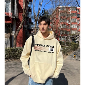 抖音得物 高品质印花连帽卫衣 秋冬装美式宽松连帽纯色卫衣ADL125图片