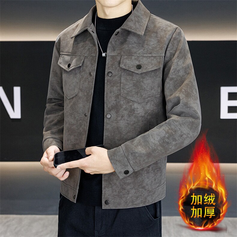 加绒款皮衣外套复古百搭宽松机车服pu皮夹克JK2566常规P78加绒P88，男装夹克，星座301B-1