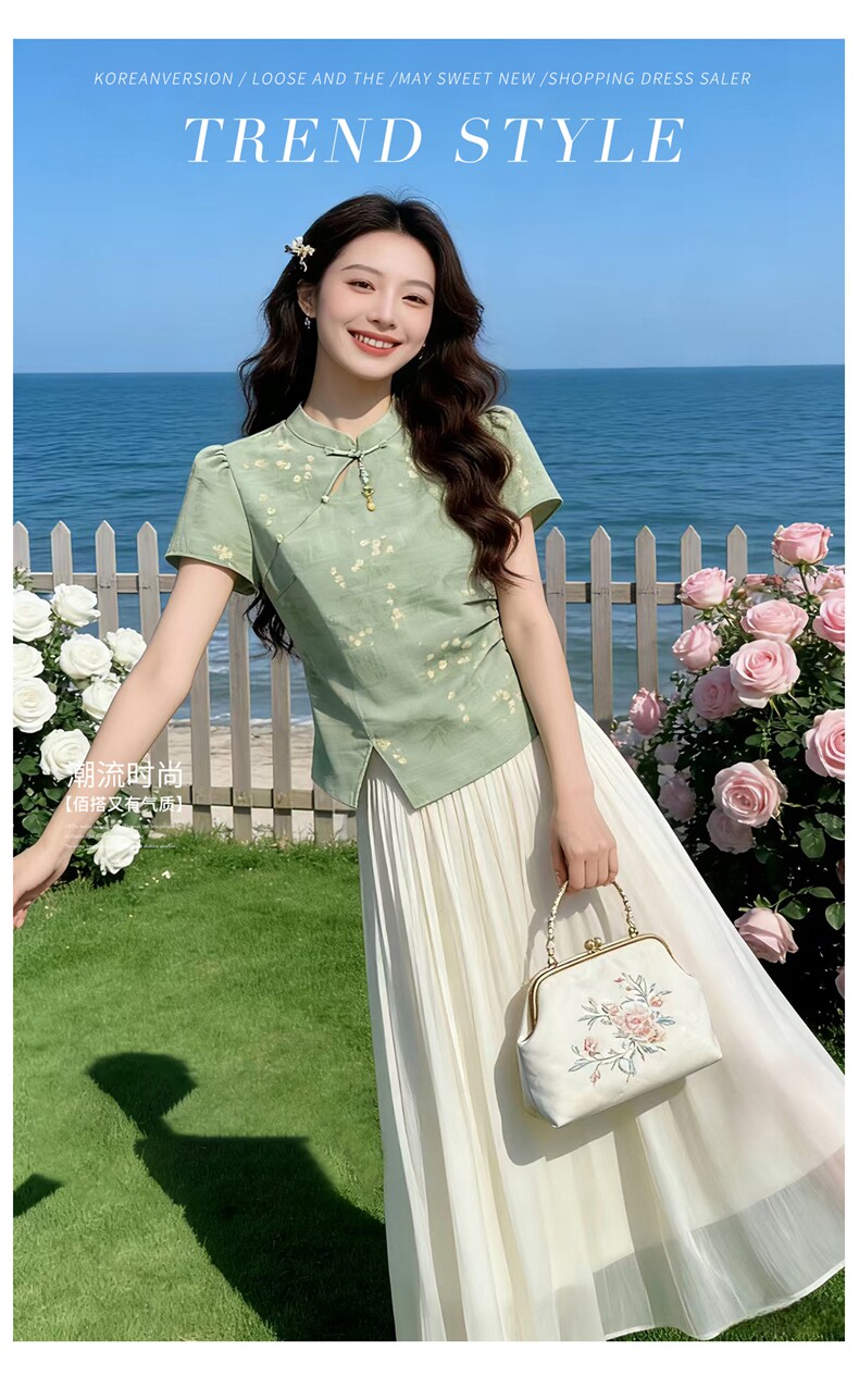 2026年夏季新中式女高级感两件套裙,女装套装/套裙,贝蕾酷儿