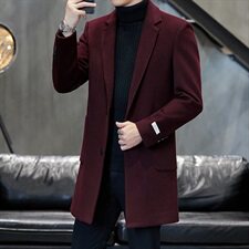 2021秋冬主推中长款风衣男大码潮流呢子大衣男毛呢外套F1965-P165，男装毛呢大衣，星座217-4
