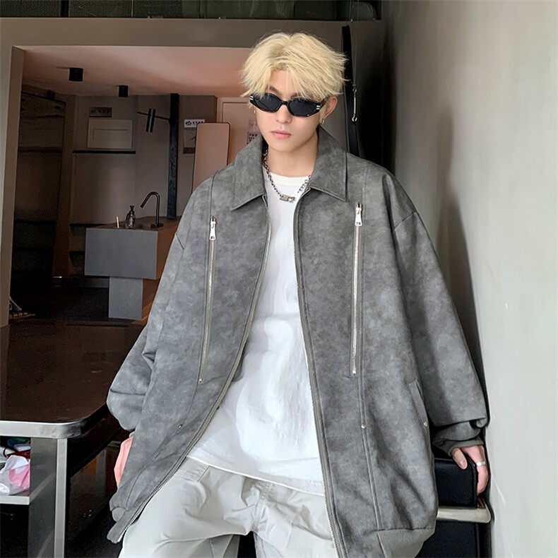 特P80控138控148加棉特批95设计外套男流拉链皮夹克男PJ2418图片
