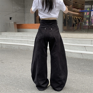 磨白夏季水洗裁片拼接弯刀牛仔裤男女宽松裤子潮流长裤YD9001-P65图片