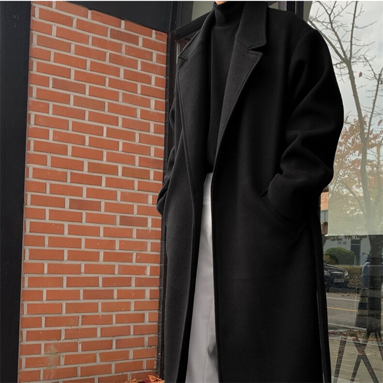 816B-DY1016-P120冬季毛呢大衣男韩版过膝加厚呢子外套休闲风衣，男装毛呢大衣，星座816B