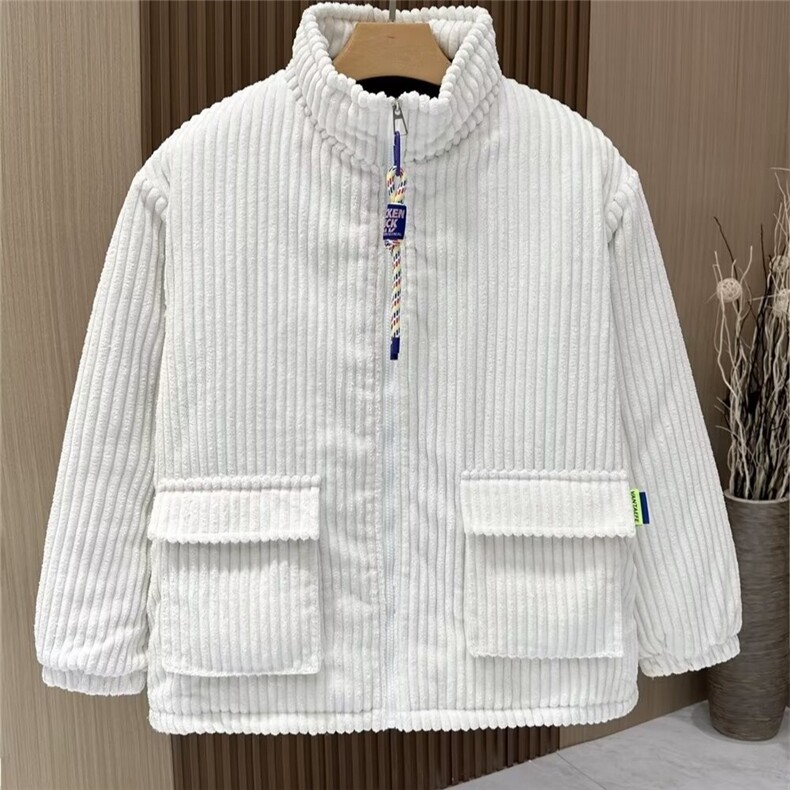 潮流时尚高级感翻领纯色灯芯绒棉服青少年简约休闲情侣外套男,男装棉衣,星座1013