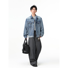水洗牛仔外套男款春美式痞帅上衣服宽松休闲工装夹克JK1324-P80，男装工装外套，星座1103-3