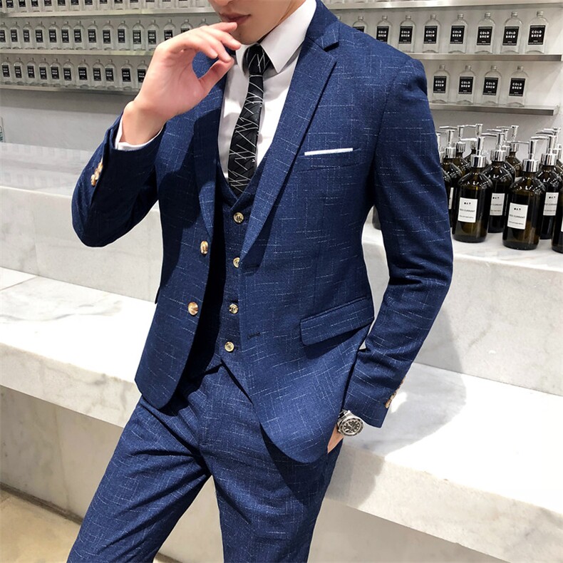 暗纹主推火时尚套装四季工作休闲商务西服三件套8002-P200,男装西服,星座613B
