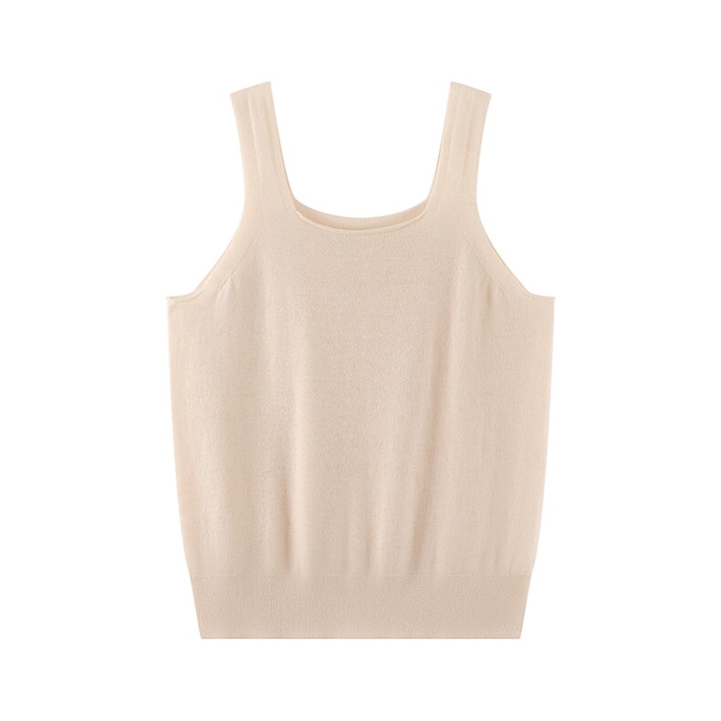2025舒适百搭简约精纺方领吊带背心，女装羊绒衫，绒默