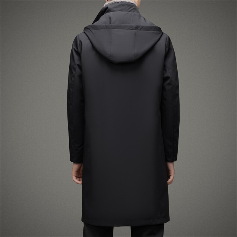 9067-1冬季新款男士派克服大衣水貂内胆皮草中长款连帽风衣P1850,男装风衣,电商B360A（原721A）