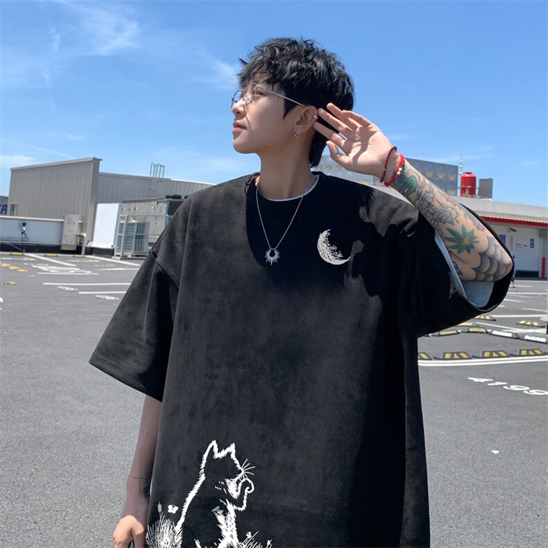 量大优供视频重磅麂皮绒短袖t恤男JT545-特p19,男装T恤,电商B371