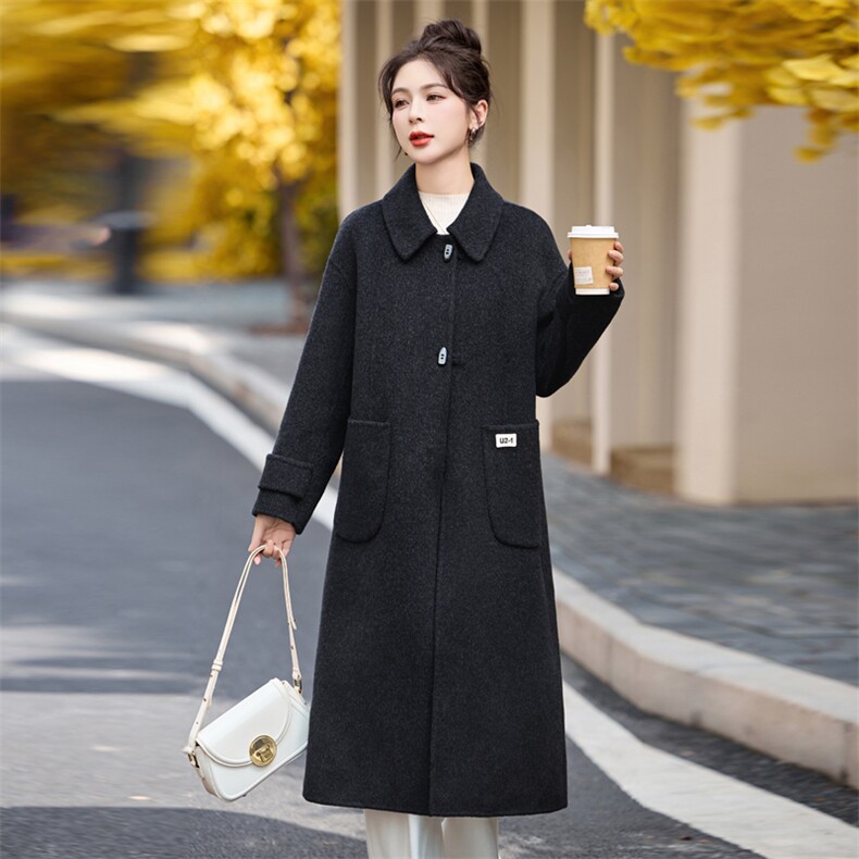 2024冬季新款女装双面毛呢大衣时尚显瘦长款外套,女装双面呢大衣,艾尚靓装