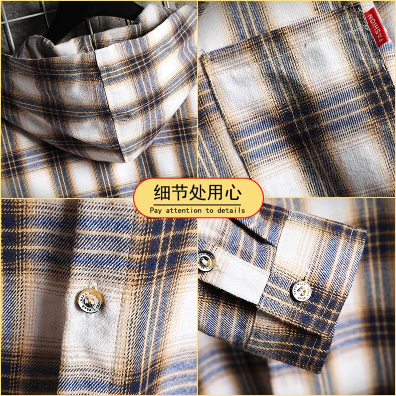 夏季新款潮流ins连帽宽松帅气街头潮男宽松男士休闲衬衫CS527-P45,男装衬衫,电商A128
