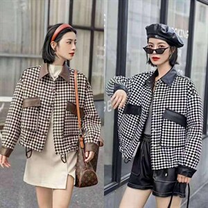 现货-粗纺棋盘格拼接小外套，其它，依歌贝诺