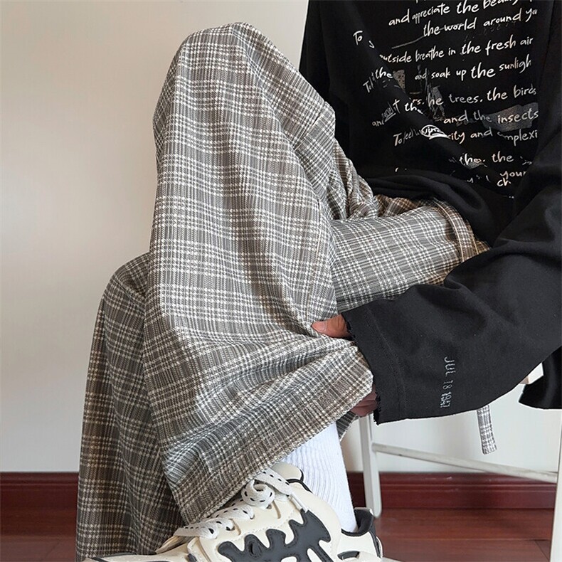 特批P45无差价秋季灯芯绒欧棉绒格子裤男士大码宽松拖地长裤K1654,男装休闲裤,电商A001